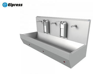 Раковина EWG-5S настенная на 5 постов с сенсерным включением, нерж. сталь, общая чаша