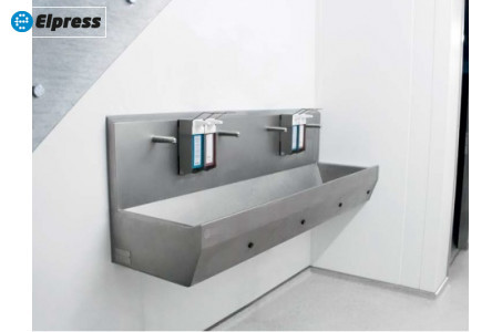 Раковина EWG-6S настенная на 6 постов с сенсерным включением, нерж. сталь, общая чаша