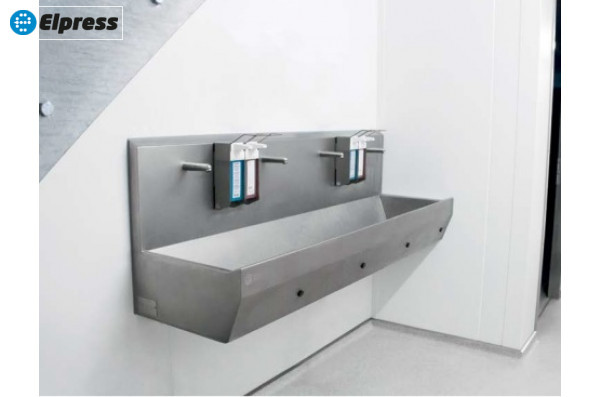 Раковина EWG-6S настенная на 6 постов с сенсерным включением, нерж. сталь, общая чаша