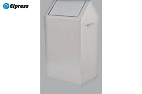 Корзина для мусора с ручной шарнирной крышкой.