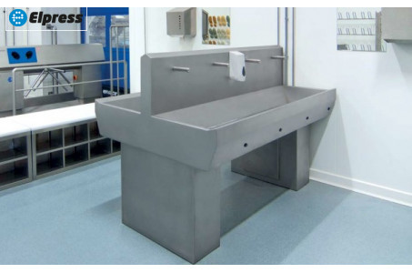 Раковина EWG-4K-D напольная на 8 постов с механическим включением, нерж. сталь, двусторонняя