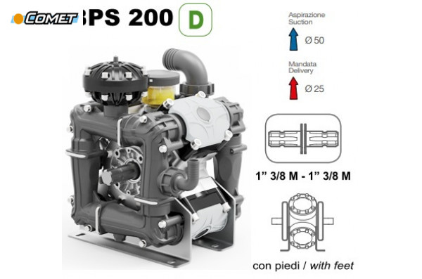 Насос мембранный Comet® серия ВPS200 D (199 л/мин; 20 бар); вал ВОМ 13/8