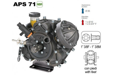 Насос мембранный Comet® серия APS 71 (67,2 л/мин; 50 бар); вал внутрен. (ВОМ 13/8) - ВОМ 13/8