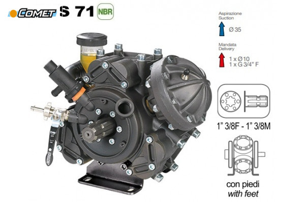 Насос мембранный Comet® серия APS 71 (67,2 л/мин; 50 бар); вал внутрен. (ВОМ 13/8) - ВОМ 13/8