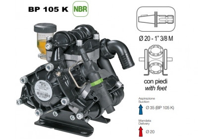 Насос мембранный Comet® серия ВP105 (104 л/мин; 20 бар); вал d20 гладкий/шпонка - ВОМ 13/8