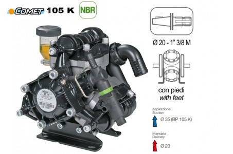 Насос мембранный Comet® серия ВP105 (104 л/мин; 20 бар); вал d20 гладкий/шпонка - ВОМ 13/8