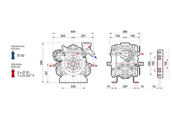 Насос мембранно-поршневой Comet серия IDS 1401 (135 л/мин; 50 бар)