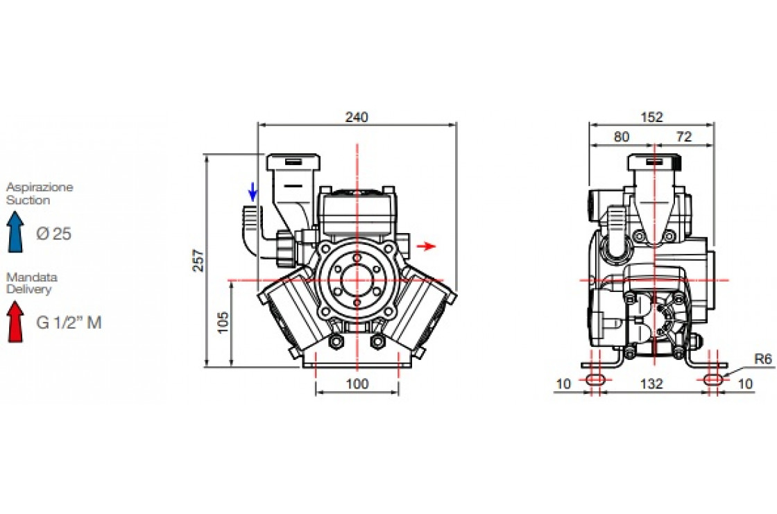 Насос мембранный Comet® серия APS 31 (25 л/мин; 40 бар); элемент соединительный под 6 болтов