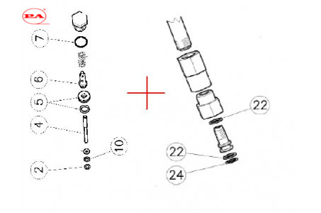 Ремкомплект курка распылительного RL 30 с дренажом