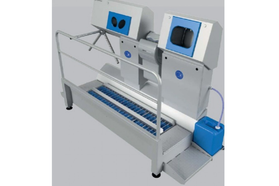 Санпропускник SANICARE-DYSON-1000-B-R для дез.рук и ног, мытья и сушки рук, с контр. прохода (прав.)