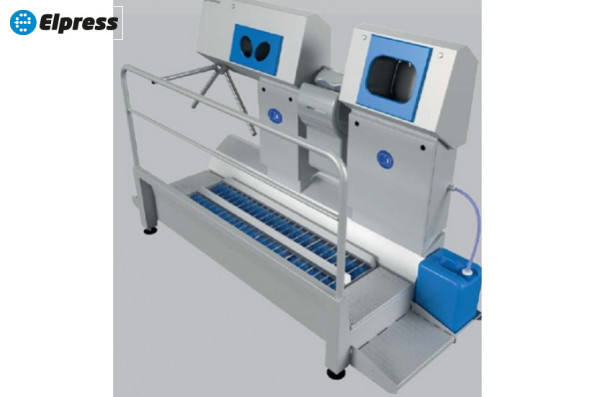 Санпропускник SANICARE-DYSON-1000-B-R для дез.рук и ног, мытья и сушки рук, с контр. прохода (прав.)