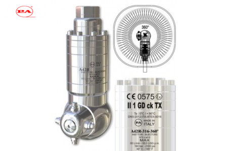 Насадка для мойки емкостей A42R-316 с гидроприводом; 35-45-л/мин; 160 бар;.(нерж). вход 1/2г.