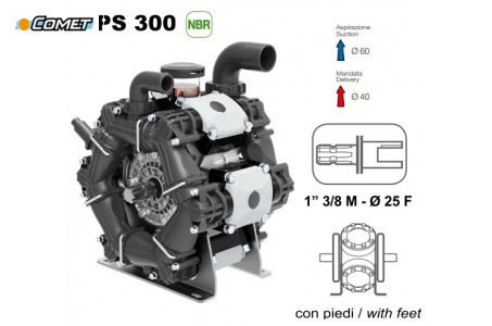 Насос мембранный Comet® серия ВPS300 (295 л/мин; 20 бар); ВОМ 13/8 - вал d25 внутрен./шпонка