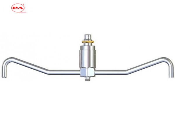 Вращающийся фитинг GR38/400; вход 3/8ш.-вых.2х1/8г.; 400 мм.; 40л/мин; 350 бар; 90 град.