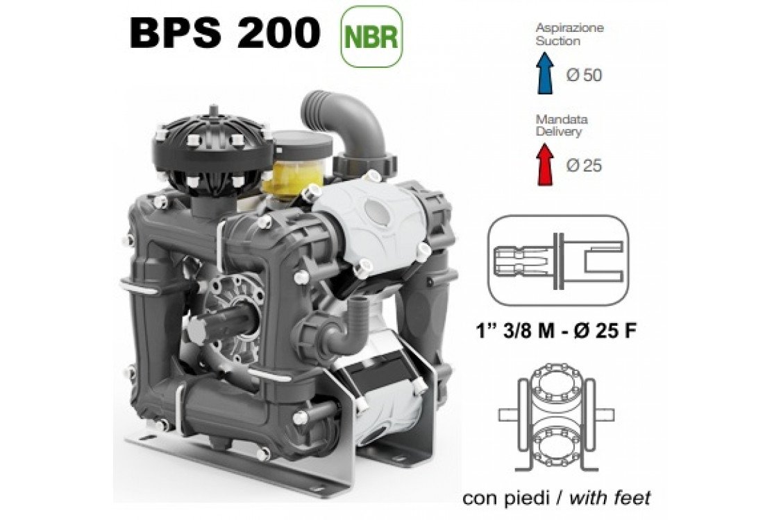 Насос мембранный Comet® серия ВPS200 (199 л/мин; 20 бар); ВОМ 13/8 - вал d25 внутрен./шпонка