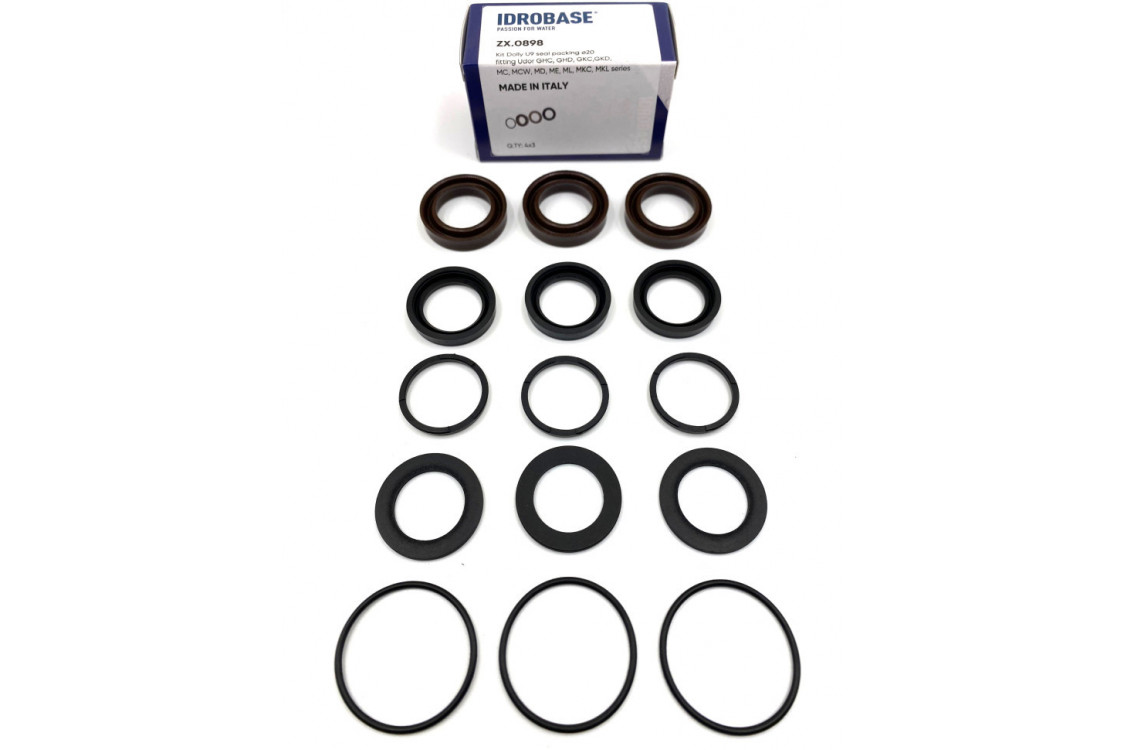 9 KIT для UDOR Комплект водяных уплотнений серия MC-MCW-MD-ME-ML-MKC-MKL-GHC-GHD-GKC-GKD, Ø20 мм, ZX.0898, Италия IDROBASE