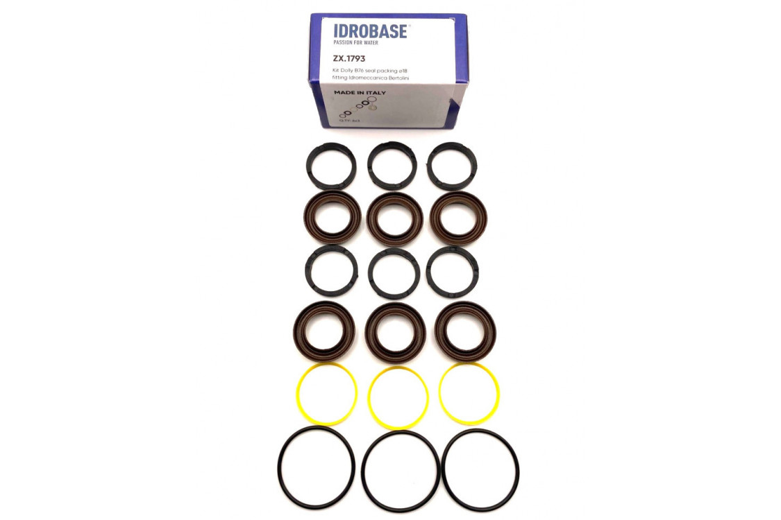 07.9807.97.3/KIT 76 Комплект водяных уплотнений для Bertolini TML 1220-2020, TMH 3036-3055 Ø18 мм, ZX.1793, Италия IDROBASE