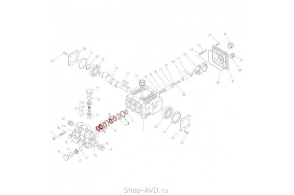 Hawk Комплект уплотнений на 3 поршня 15 мм (серия HD 170 бар)
