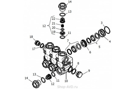 Hawk Комплект клапанного блока помпы (серия NPM 250 бар)