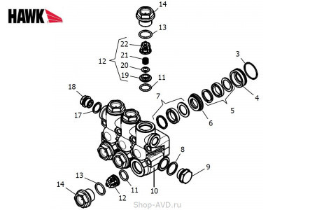 Hawk Комплект клапанного блока помпы (серия NPM 250 бар)
