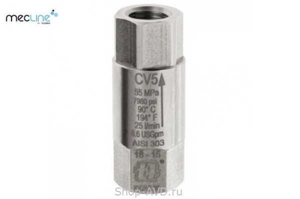 Mecline CV5 Обратный клапан G1/4F 550 бар 25 л/мин