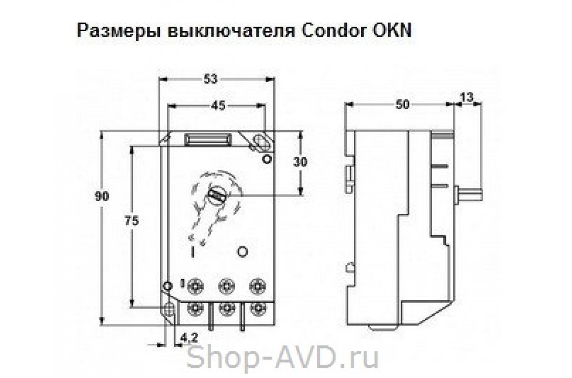 Выключатель для моторов OKN, 16-22А