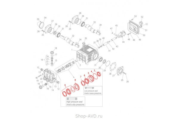 Hawk Полный комплект уплотнений на 1 поршень 20 мм (серия MTUV)