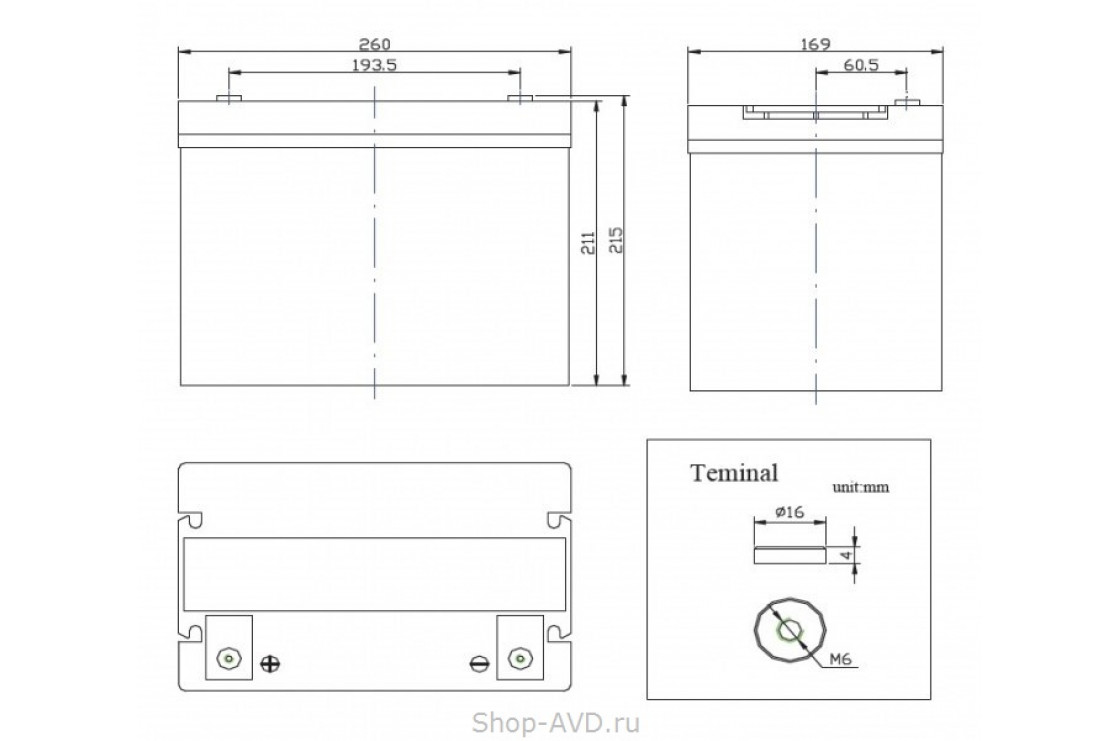 Zenith ZL120175 Необслуживаемый аккумулятор