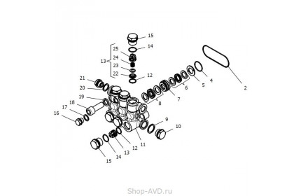 Hawk Комплект клапанного блока помпы (серия NHD 200 бар)