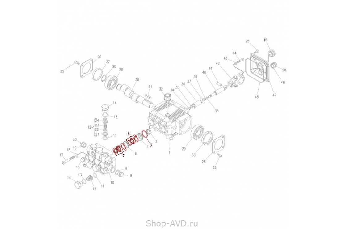 Hawk Комплект уплотнений на 3 поршня 18 мм (серия HD 150 бар)