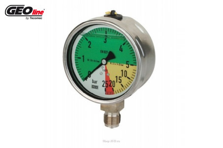 Манометр 0÷25 бар; вх.снизу Ш1/2; корпус нерж. (4 цвета)