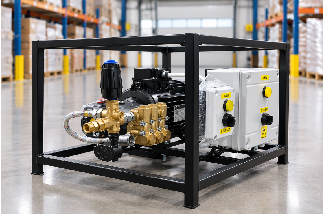 АВД Тритон A RR 15/200 БП VRT-3 O 4.0 kW с электрикой, теплозащитой и кнопкой на 24 В (на раме)